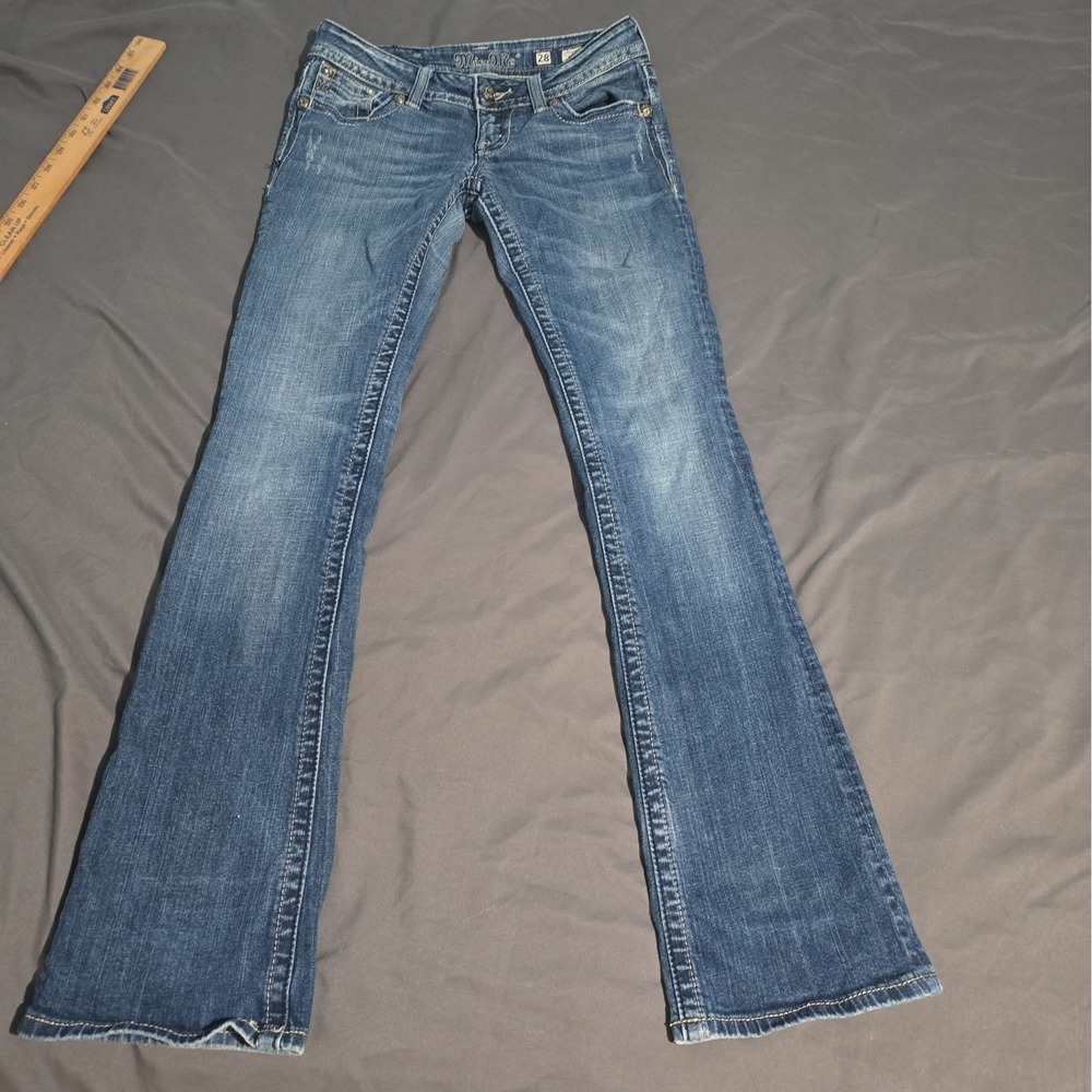 Miss Me Jeans Mid Rise Boot Cut Flare 28 Bedazzled Embroidered Y2K